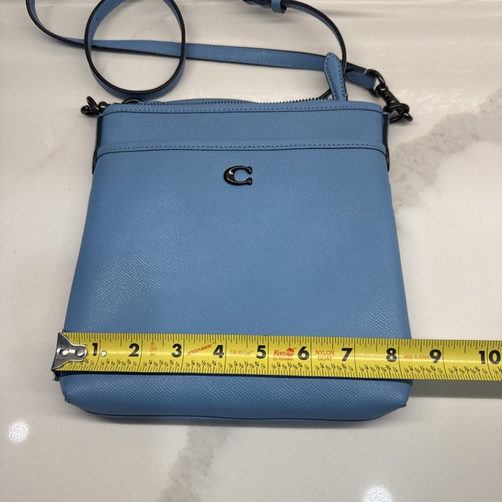 COACH Kitt Messenger Crossbody Bag Blue Crossgrain Leather Shoulder Purse CLEAN! - Picture 14 of 16